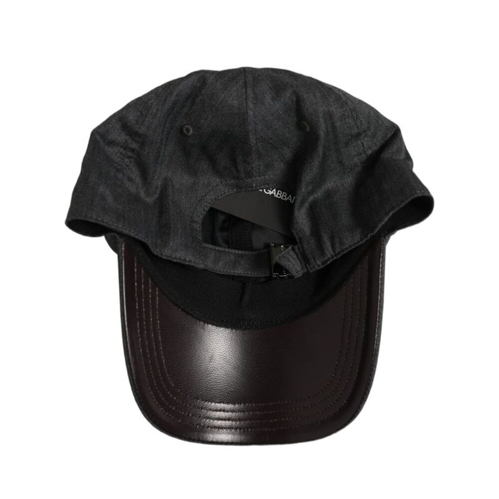 Dolce & Gabbana Men Dark Gray Herringbone Baseball Cap Men's Hat